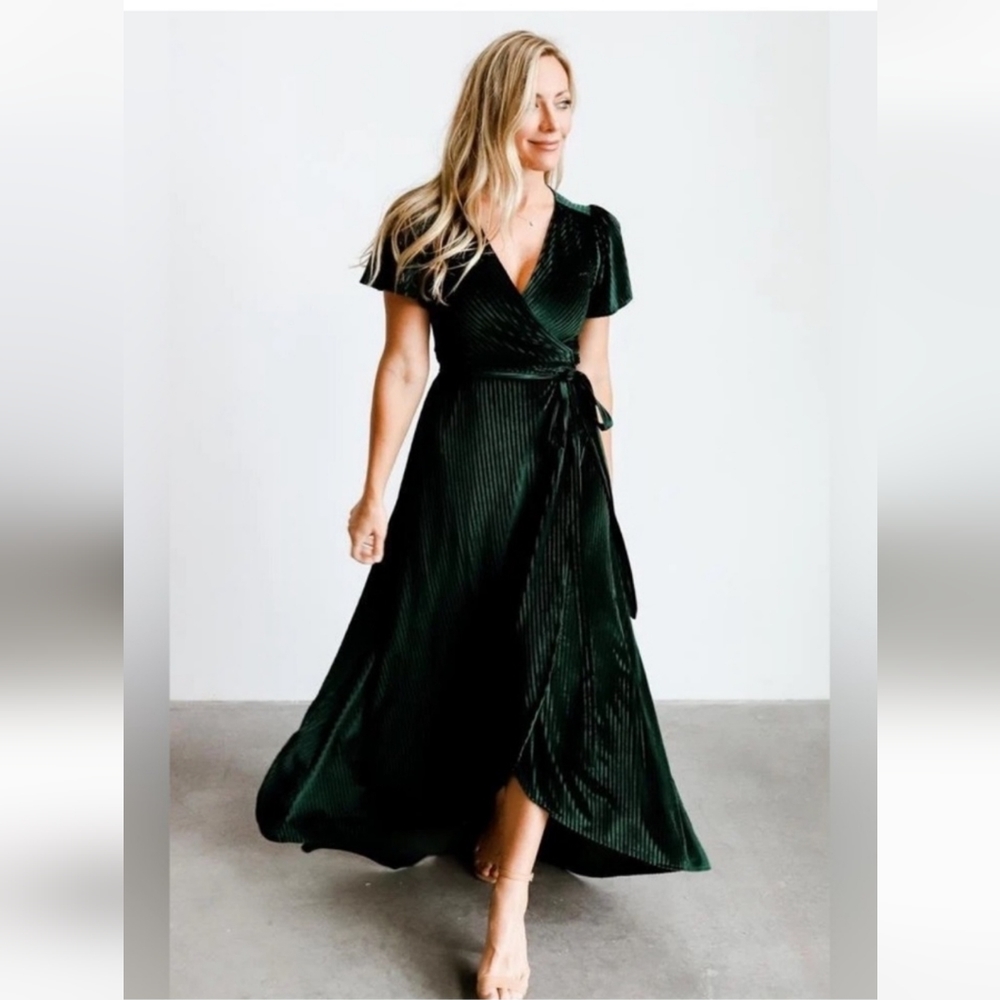 BALTIC BORN Andi Ribbed Velvet Wrap Dress